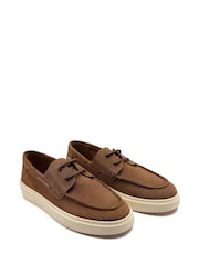 Off The Hook Brown Daly Suede Leather Casual Lace-Up Boat Shoes - Image 6 of 10