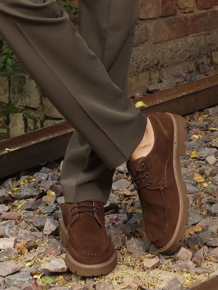 Off The Hook Brown Harvey Suede Leather Casual Lace-Up Boat Shoes - Image 1 of 10