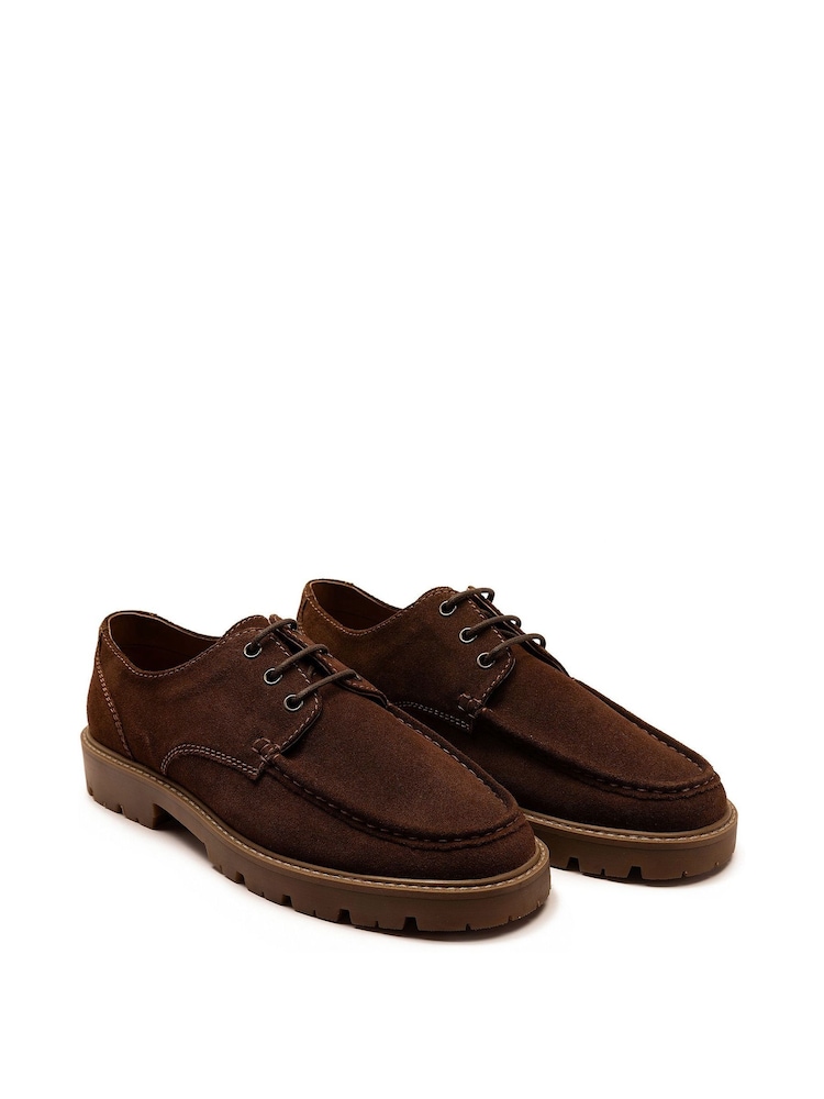 Buy Off The Hook Brown Harvey Suede Moc Toe Lace-Up Shoes  display picture 2
