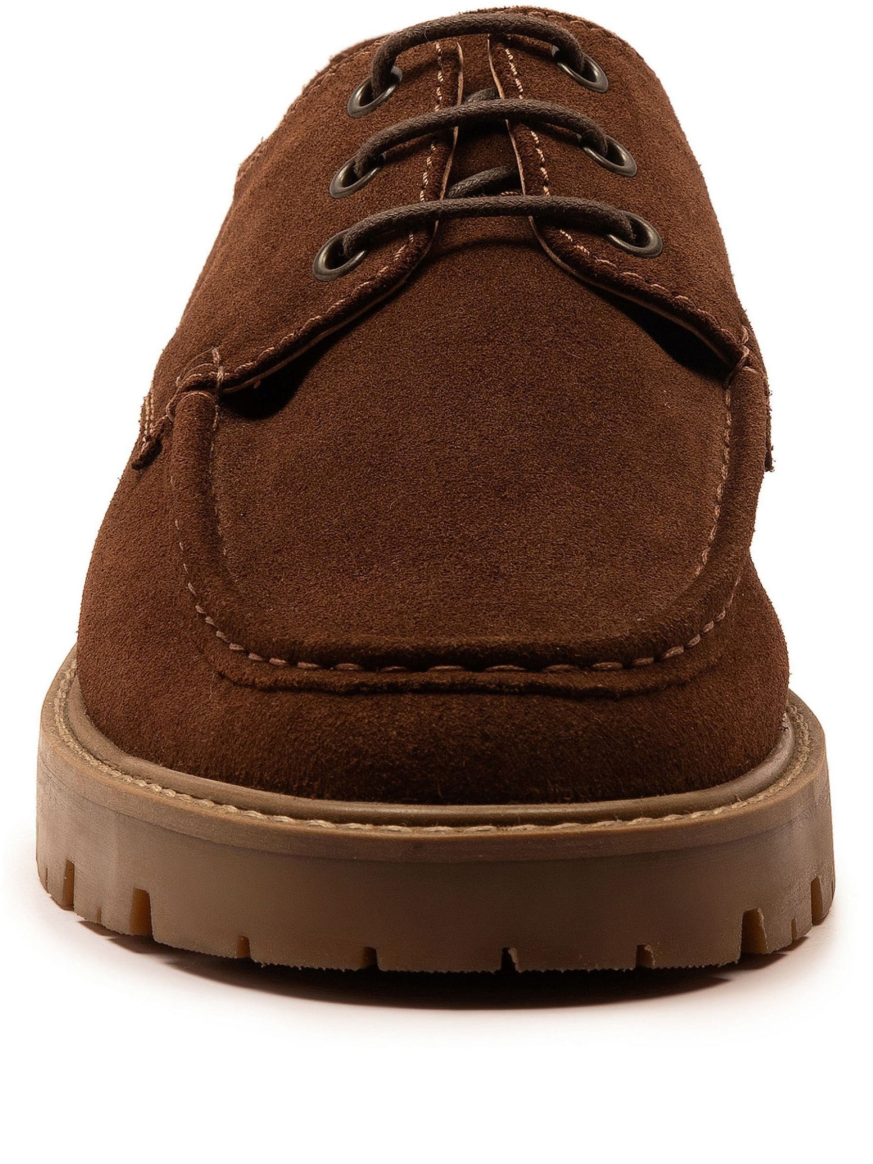 Buy Off The Hook Brown Harvey Suede Moc Toe Lace-Up Shoes with Lug