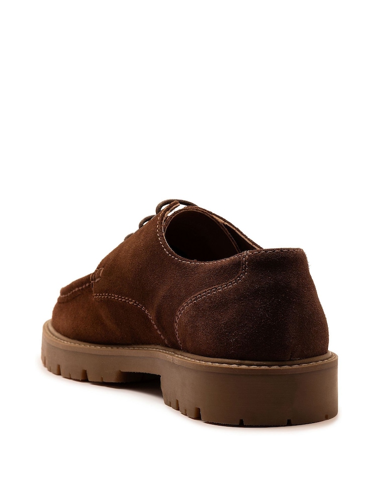 Buy Off The Hook Brown Harvey Suede Moc Toe Lace-Up Shoes  display picture 1