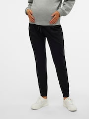 Mamalicious Black Maternity Drawstring Cuffed Casual Trousers - Image 1 of 4