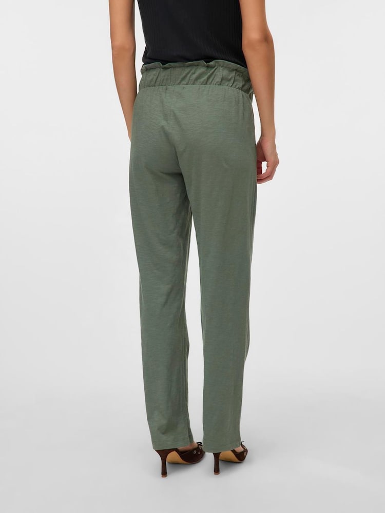 Mamalicious Green Maternity Jersey Lightweight Casual 100% Organic Cotton Trousers - Image 2 of 4