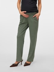Mamalicious Green Maternity Jersey Lightweight Casual 100% Organic Cotton Trousers - Image 3 of 4
