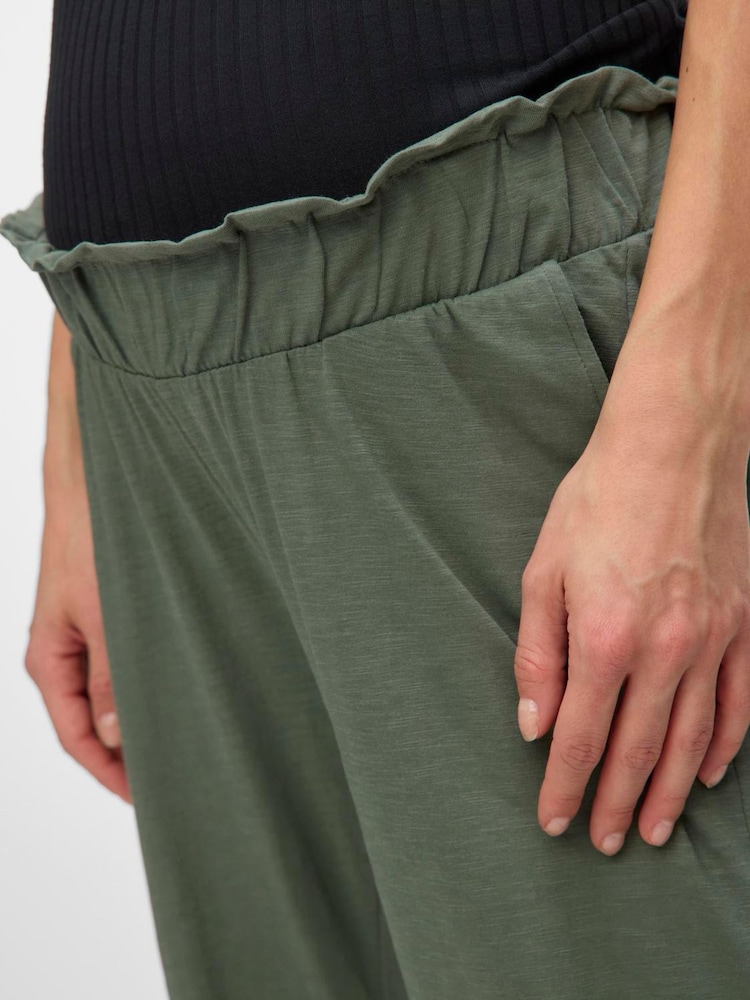 Mamalicious Green Maternity Jersey Lightweight Casual 100% Organic Cotton Trousers - Image 4 of 4