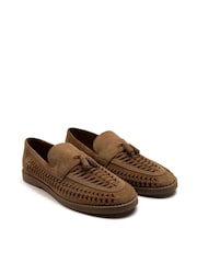 Off The Hook Tiger Tassel Suede Leather Slip-On Loafers with Woven Detail - Imagen 5 de 10