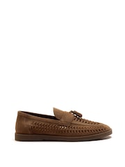 Off The Hook Tiger Tassel Suede Leather Slip-On Loafers with Woven Detail - Imagen 6 de 10