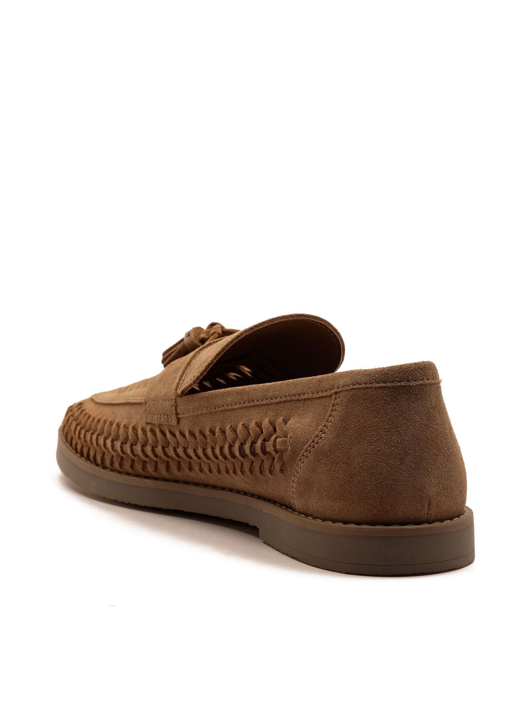 Buy Off The Hook Light Brown Tiger Tassel Suede Leather Slip-On