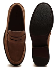 Off The Hook Brown Monro Suede Leather Penny Loafers Slip-On Shoes - Image 10 of 10