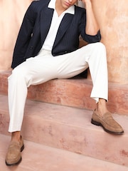 Off The Hook Brown Monro Suede Leather Penny Loafers Slip-On Shoes - Image 3 of 10