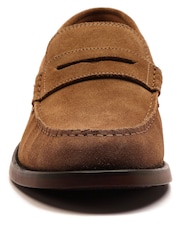 Off The Hook Brown Monro Suede Leather Penny Loafers Slip-On Shoes - Image 8 of 10