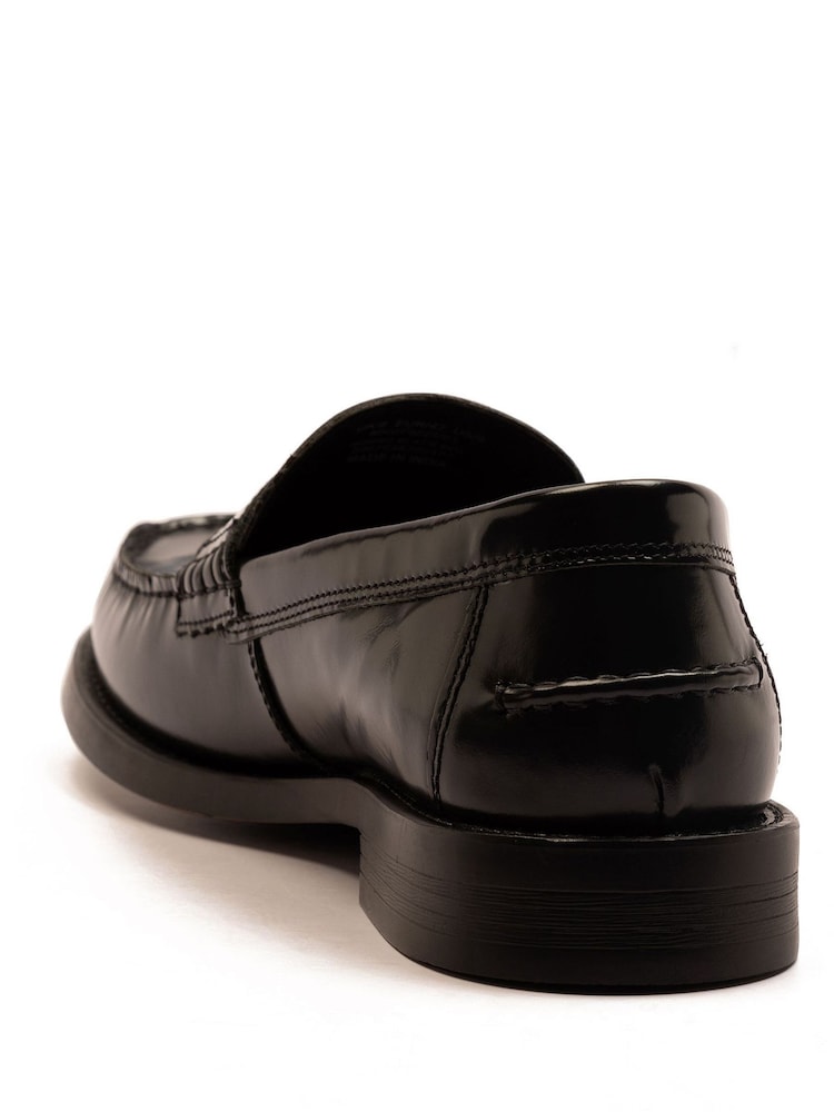 Off The Hook Black Monro Leather Penny Loafers Slip-On Shoes - Image 4 of 4
