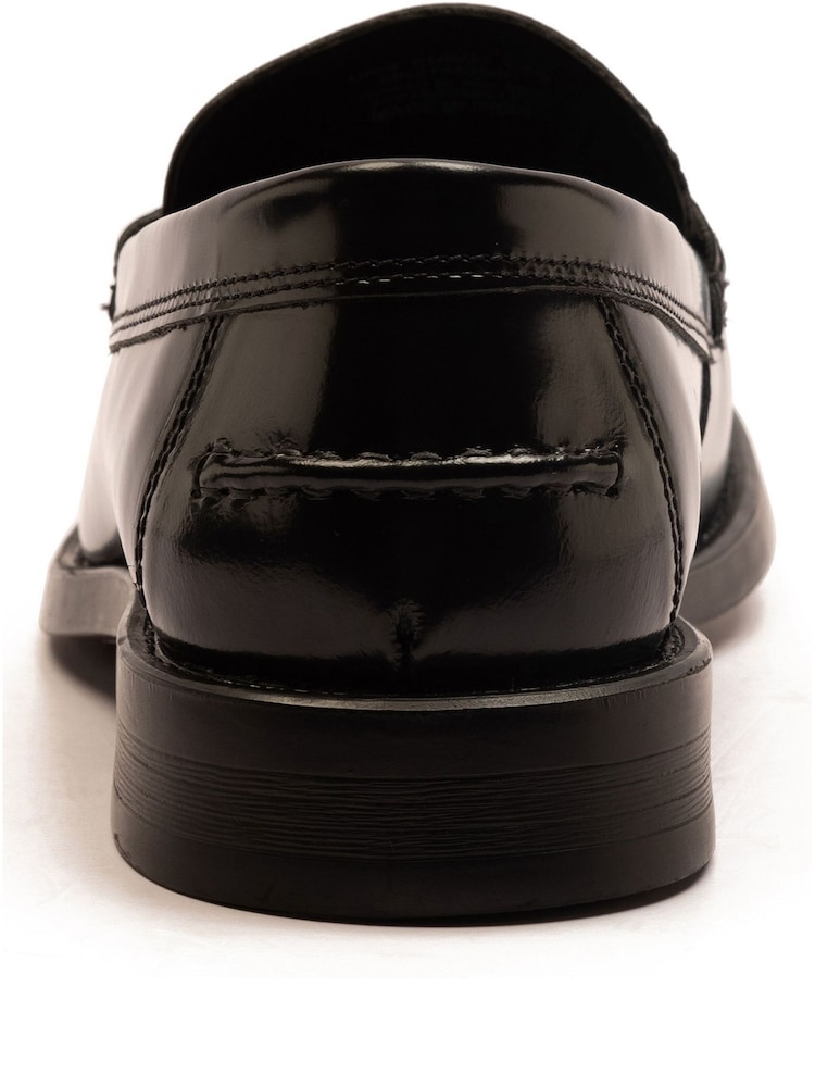 Off The Hook Black Monro Leather Penny Loafers Slip-On Shoes - Image 8 of 8