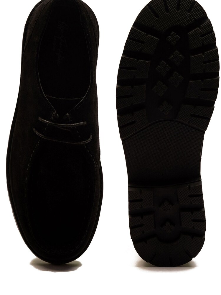 Off The Hook Black Jovi Casual Lace-Up Suede Leather Boat Shoes - Image 10 of 10