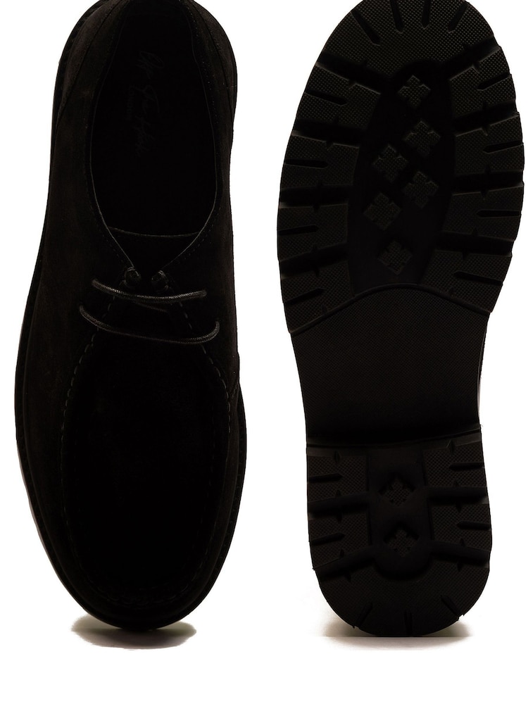 Off The Hook Black Jovi Casual Lace-Up Suede Leather Boat Shoes - Image 8 of 8