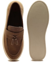 Off The Hook Brown Rory Suede Tassel Loafers with Flat Sole - Image 10 of 10