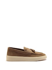 Off The Hook Brown Rory Suede Tassel Loafers with Flat Sole - Image 5 of 10