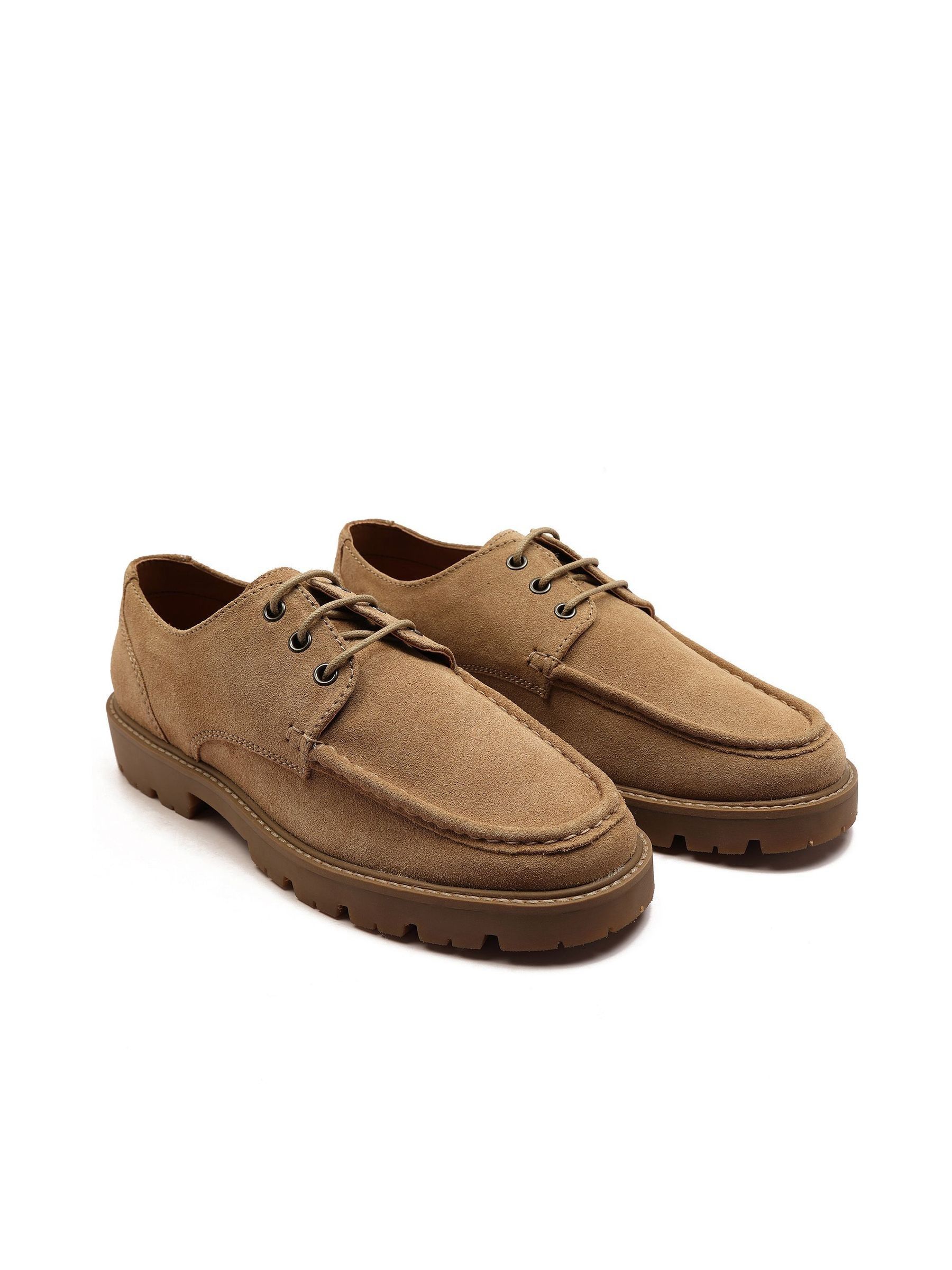 Buy Off The Hook Light Brown Harvey Suede Moc Toe Lace-Up Shoes