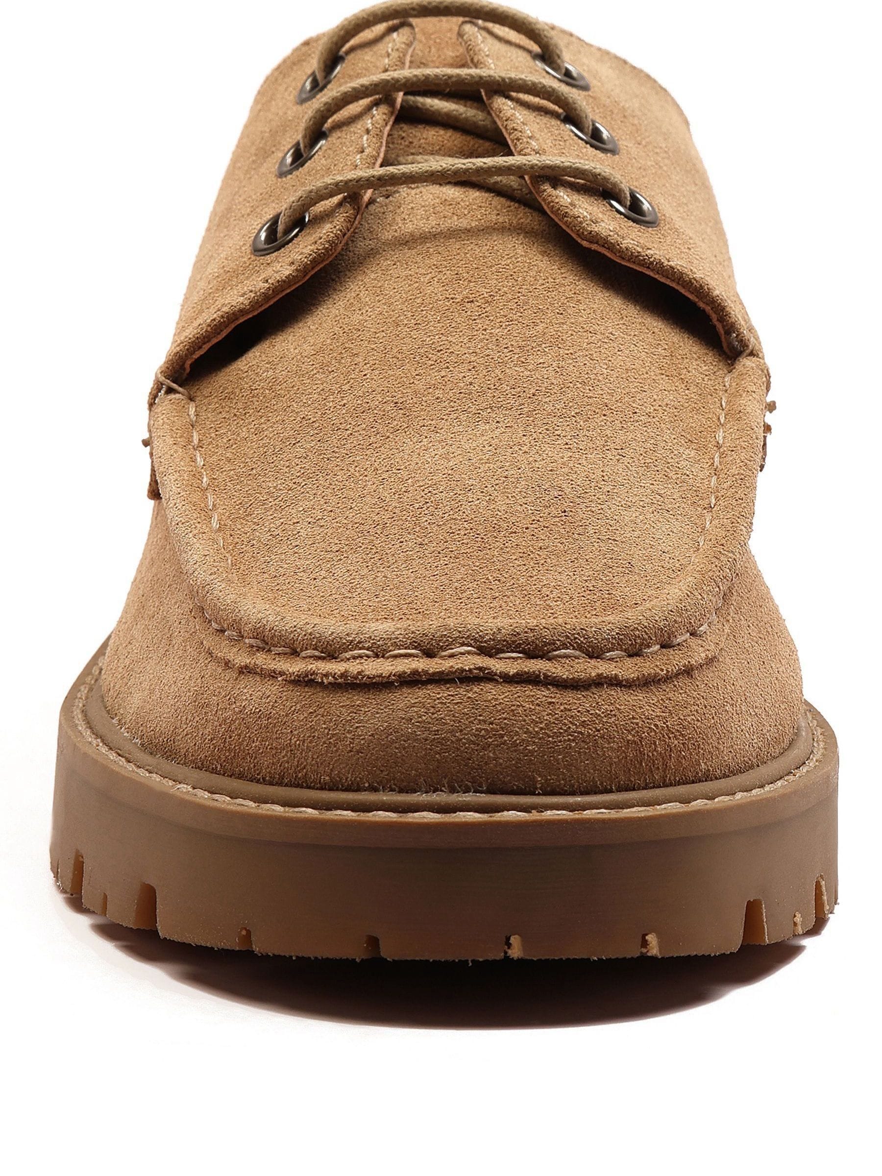 Buy Off The Hook Light Brown Harvey Suede Moc Toe Lace-Up Shoes