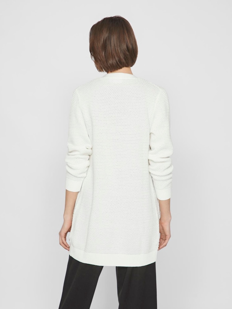VILA White Long 100% Cotton Cardigan - Image 2 of 6 VILA White Long 100% Cotton Cardigan - Image 2 of 6