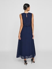 VILA Blue Sleeveless Lace Dress - Image 2 of 6