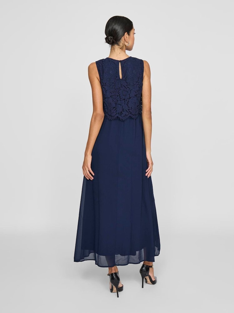 VILA Blue Sleeveless Lace Dress - Image 2 of 6