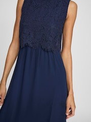 VILA Blue Sleeveless Lace Dress - Image 4 of 6
