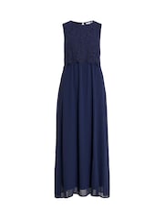 VILA Blue Sleeveless Lace Dress - Image 5 of 6