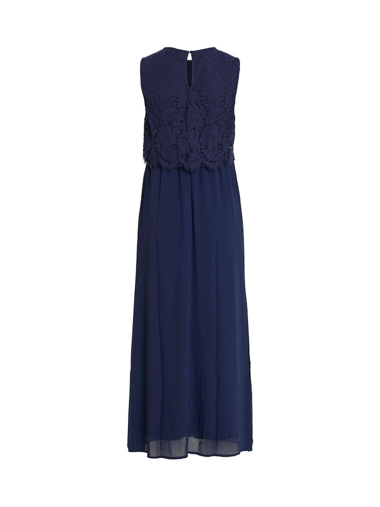 VILA Blue Sleeveless Lace Dress - Image 6 of 6