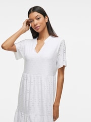 VILA Embriodery V-Neck Tiered Midi Dress - Image 3 of 6