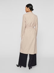 VILA Natural Long Belted Trench Coat - Image 2 of 6