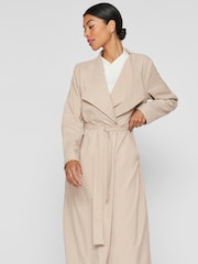 VILA Natural Long Belted Trench Coat - Image 4 of 6