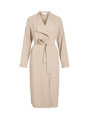 VILA Natural Long Belted Trench Coat - Image 5 of 6