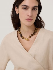 Jigsaw Brown Tigers Eye Bead Necklace - Image 1 of 3