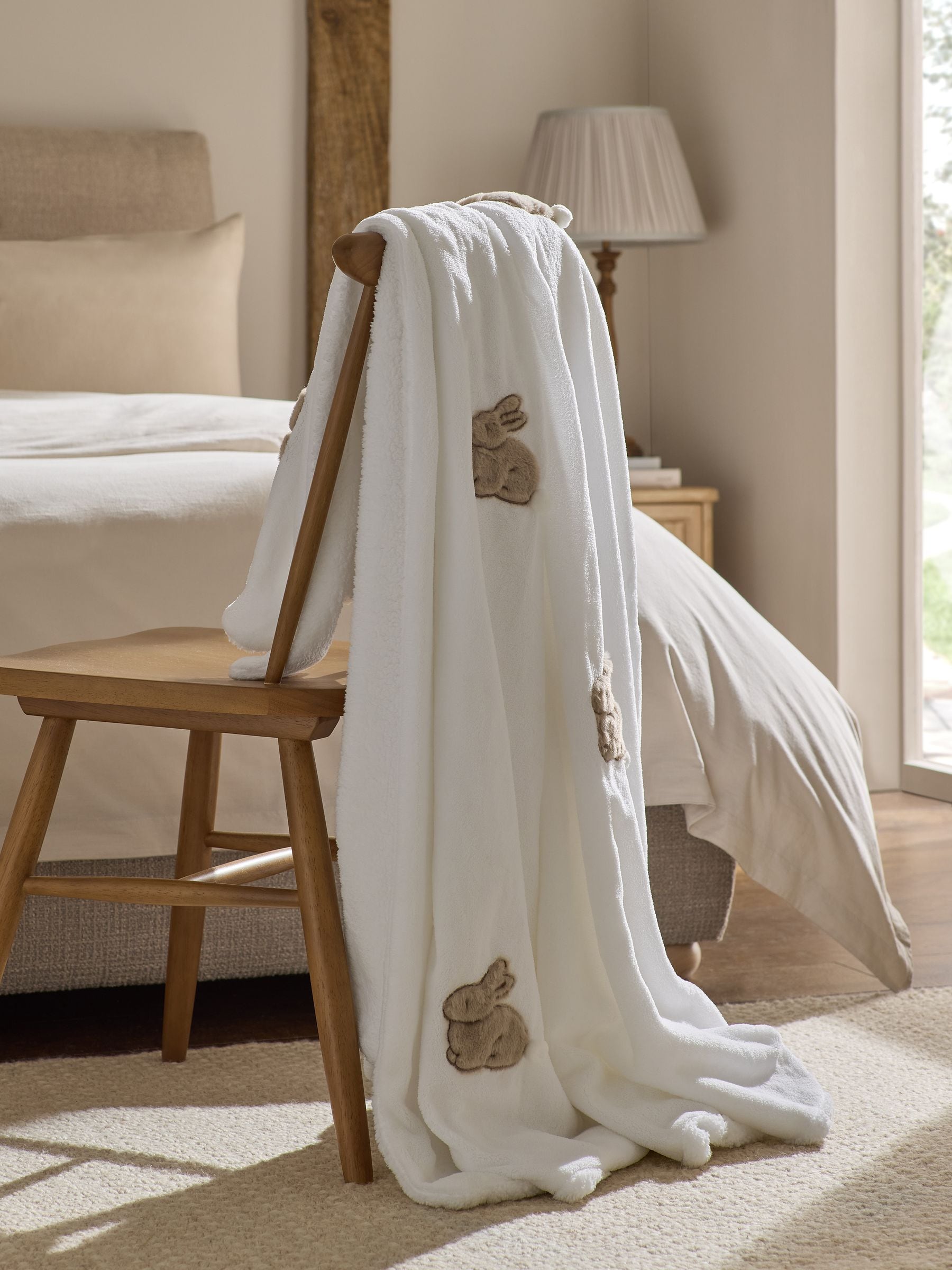 Buy Natural Bunny Fleece Throw from Next USA