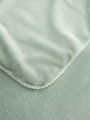 Sage Green Plush Fleece Blanket Stitch Throw - Image 5 of 5