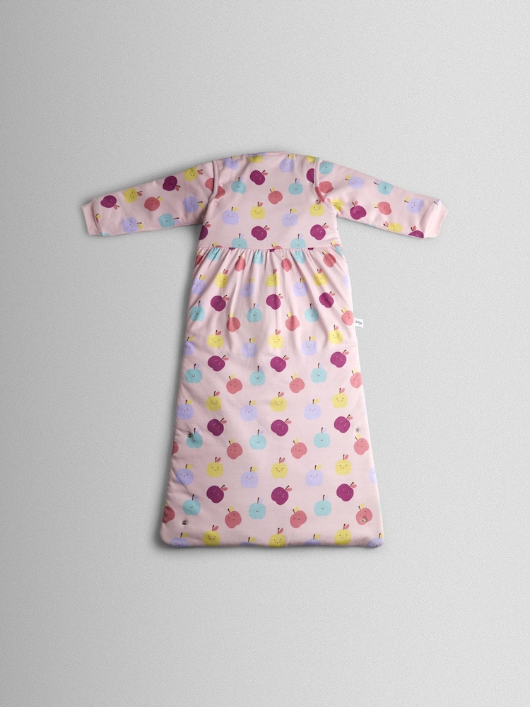 JoJo Maman Bébé Pink Happy Apples 3.5 Tog Toddler Sleeping Bag - Image 2 of 4 JoJo Maman Bébé Pink Happy Apples 3.5 Tog Toddler Sleeping Bag - Image 2 of 4
