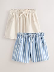 Blue/ White Stripe & Ecru Denim Shorts 2 Pack (3-16yrs) - Image 1 of 6