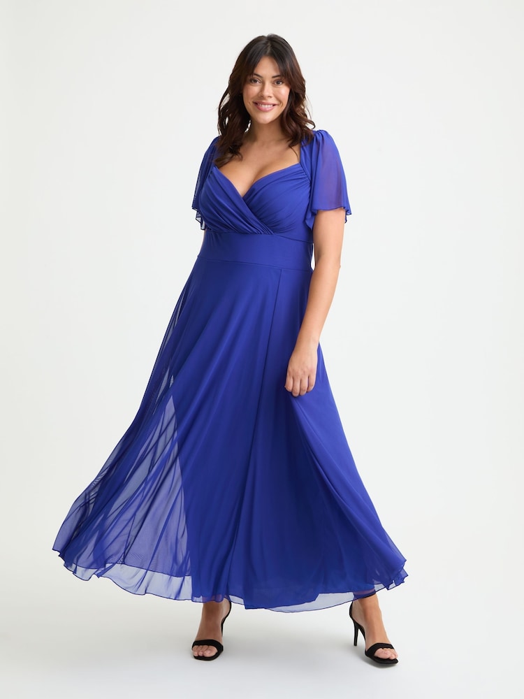 Azul - Scarlett & Jo Kemi Bright Bolero Wrap Bodice Maxi Gown - Imagen 1 de 4 Azul - Scarlett & Jo Kemi Bright Bolero Wrap Bodice Maxi Gown - Imagen 1 de 4