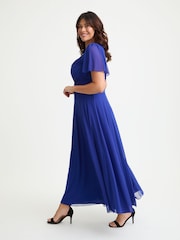 Scarlett & Jo Blue Kemi Bright Bolero Wrap Bodice Maxi Gown - Image 2 of 4