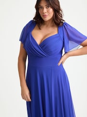 Scarlett & Jo Blue Kemi Bright Bolero Wrap Bodice Maxi Gown - Image 4 of 4