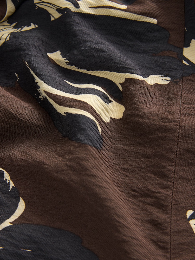 Brown Floral Sleeveless Column A-Line Maxi Dress - Image 3 of 3