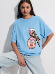 Blue Official Kendra Dandy Not Today Spray Novelty Graphic Print Crew Neck T-Shirt - Image 1 of 5
