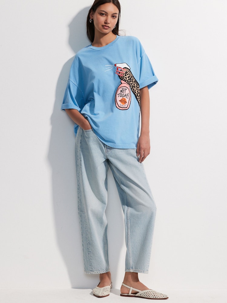 Blue Official Kendra Dandy Not Today Spray Novelty Graphic Print Crew Neck T-Shirt - Image 2 of 5