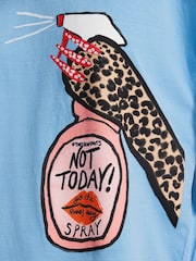 Blue Official Kendra Dandy Not Today Spray Novelty Graphic Print Crew Neck T-Shirt - Image 4 of 5
