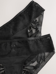 Negru - Lace & Microfibre Knickers 2 Pack - Imaginea 4 din 5
