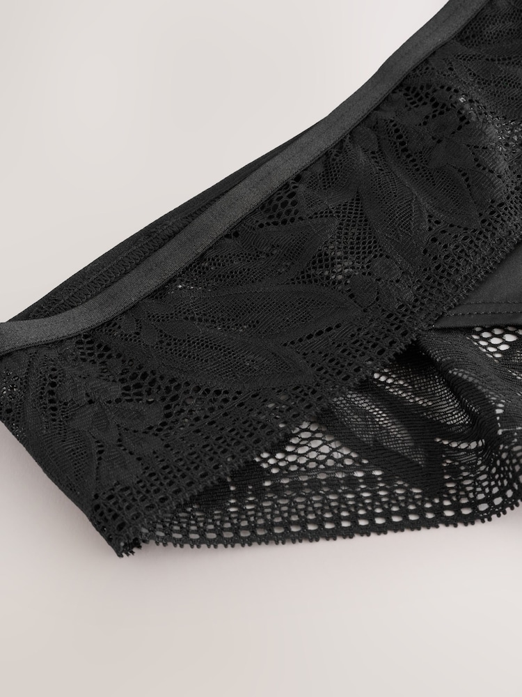 Black Brazilian Lace & Microfibre Knickers 2 Pack - Image 8 of 8 Black Brazilian Lace & Microfibre Knickers 2 Pack - Image 8 of 8