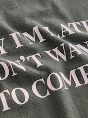 Charcoal Grey Slimmer Fit Fun Slogan Graphic Print Short Sleeve Crew Neck T-Shirt - Image 3 of 3