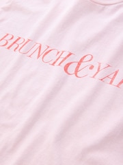 Pink Slimmer Fit Fun Slogan Graphic Print Short Sleeve Crew Neck T-Shirt - Image 2 of 3