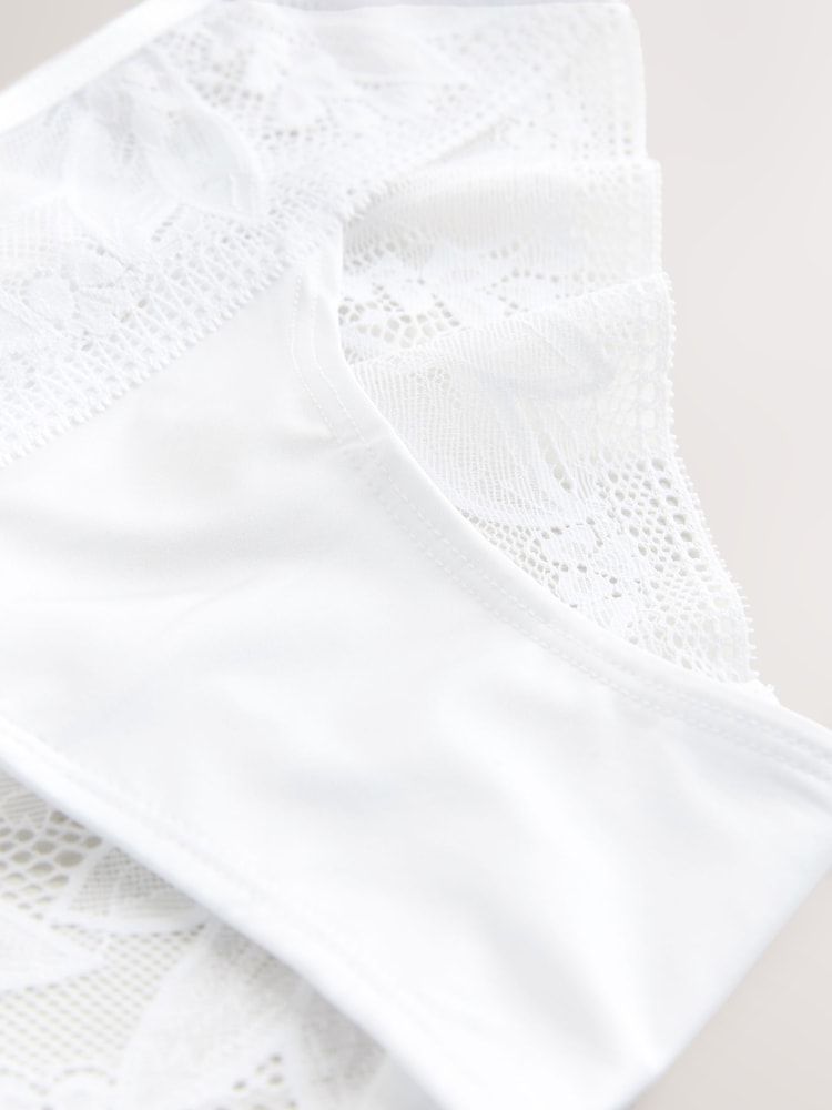 White Brazilian Lace & Microfibre Knickers 2 Pack - Image 10 of 10